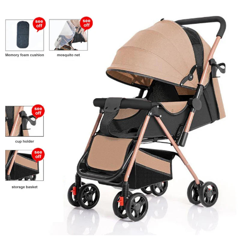 HKM-168275 Compact Two-Way Folding Travel Stroller with High View and Sit-Lie Function