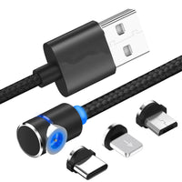 HKM-168275 Magnetic Data Cable with Elbow Design for Apple and Android Devices - Type-C and Micro USB Compatibility