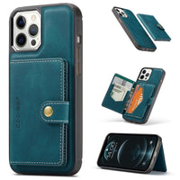 HKM-168339 Magnetic-Absorbing Card Case for iPhone - Retro Split Design Protective Flip Wallet