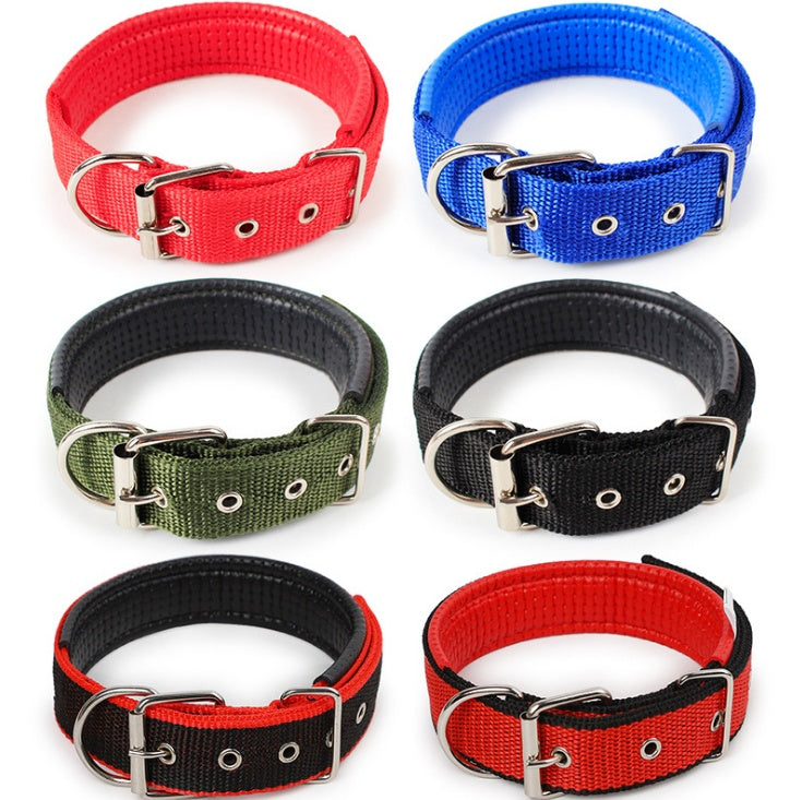 HKM-1683901 Soft Leather Lined Nylon Pet Collar with Polypropylene Foam - Multiple Sizes Available