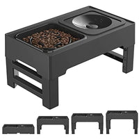 HKM-168595 Adjustable Elevated Dog Bowl with Slow Feeder & Non-Spill Water Bowl - Ideal for Small, Medium, and Large Dogs