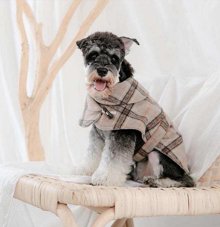 HKM-1686077 Casual Slim Fit Cotton Windbreaker for Small Dogs in Beige and Grey
