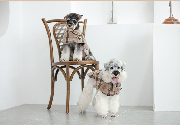 HKM-1686077 Casual Slim Fit Cotton Windbreaker for Small Dogs in Beige and Grey