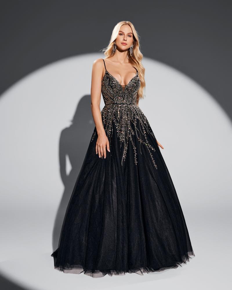 HKM-168787 Elegant Black Evening Gown for Special Occasions