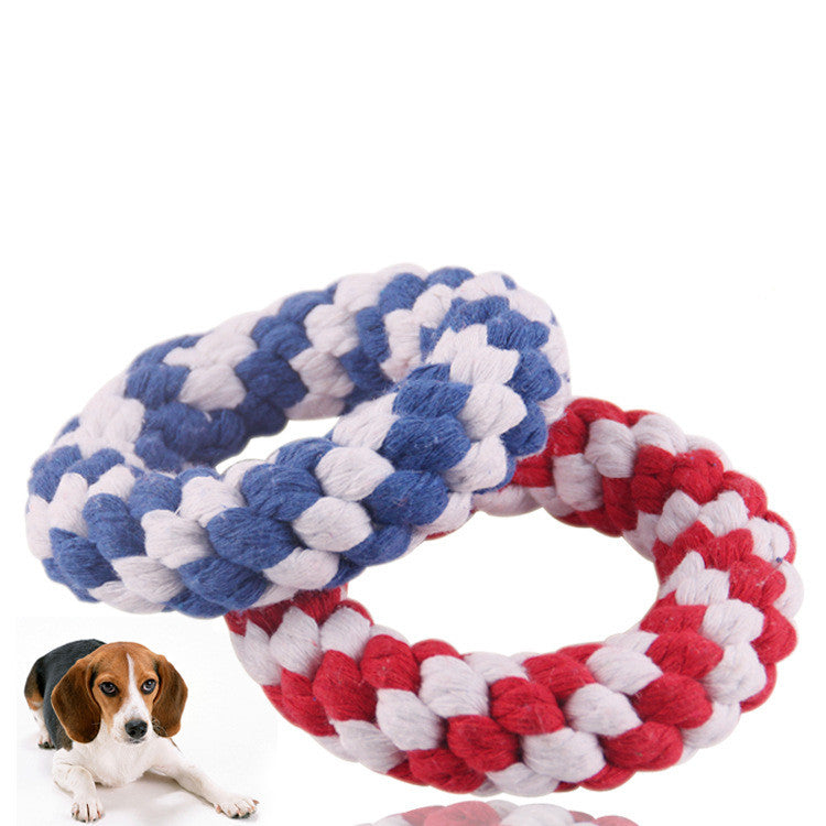 HKM-1688509 Multicolor Cotton Rope Toy for Dogs - Molar Teeth Bite Ball (Large 19cm, Small 11cm)
