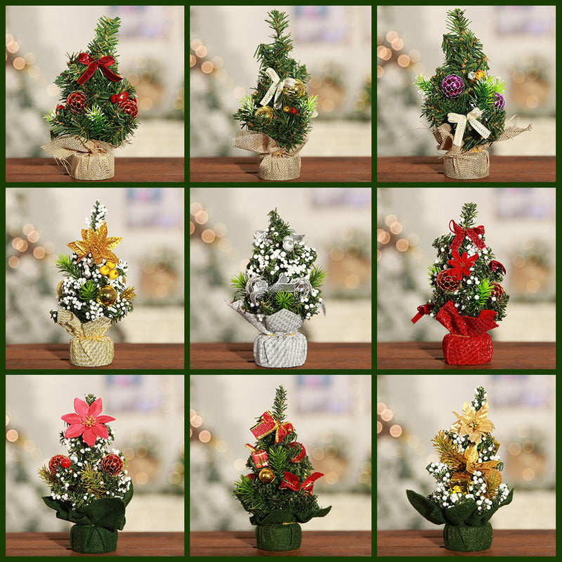 HKM-168851 Mini Christmas Tree Desktop Decoration - 20 cm PVC and Fabric Design in Various Colors