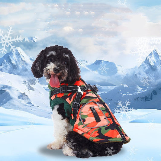 HKM-168915 Winter Cashmere Pet Jacket in Various Camouflage and Solid Colors - Sizes S to XXL