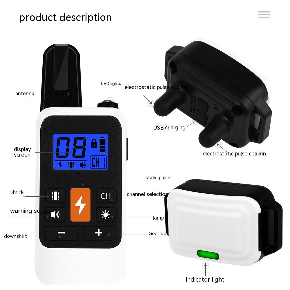 HKM-1689661 Multifunctional Electric Shock Collar with Remote Control and LED Display, Waterproof Dog Training Device