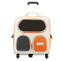 HKM-1689917 Foldable Nylon Pet Trolley Bag for Outings - 18L Capacity, Medium Hard Design