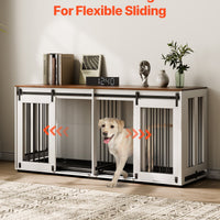 HKM-1691325 72-Inch Indoor Wooden Dog Crate with Tray - Multi-Functional Kennel and Furniture Solution