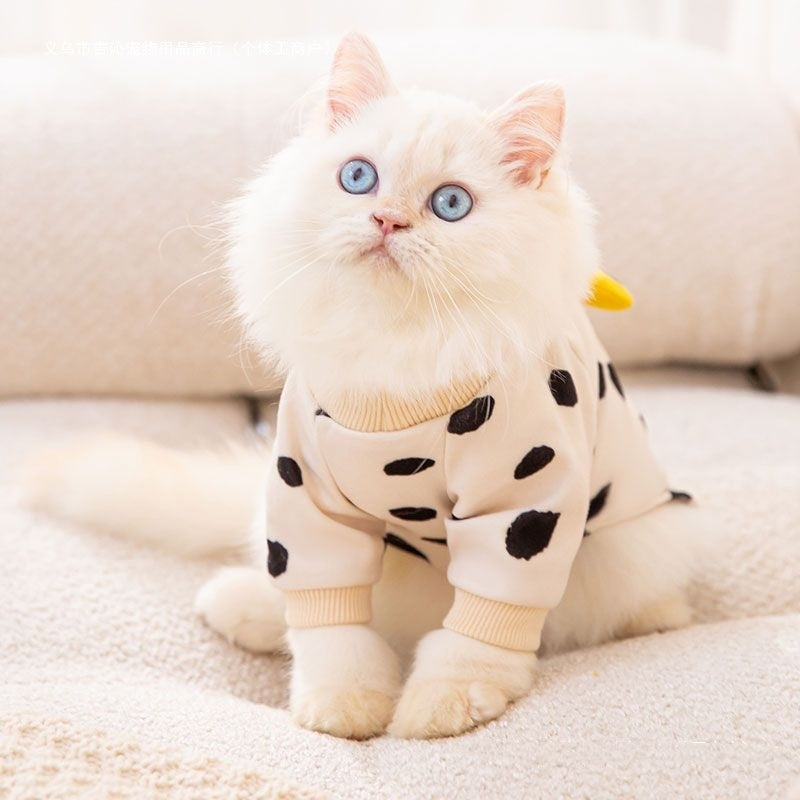 HKM-1692093 Adorable Anti-Lint Pet Clothes for Cats - Multiple Designs & Sizes Available