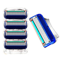 HKM-169299 Five-Layer Manual Razor Blades - Pack of 4, Blue Design