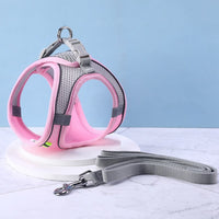 HKM-1693245 Adjustable Cat Vest with Pulling Leash - Yellow, Green, Pink - Polyester Material in Multiple Sizes