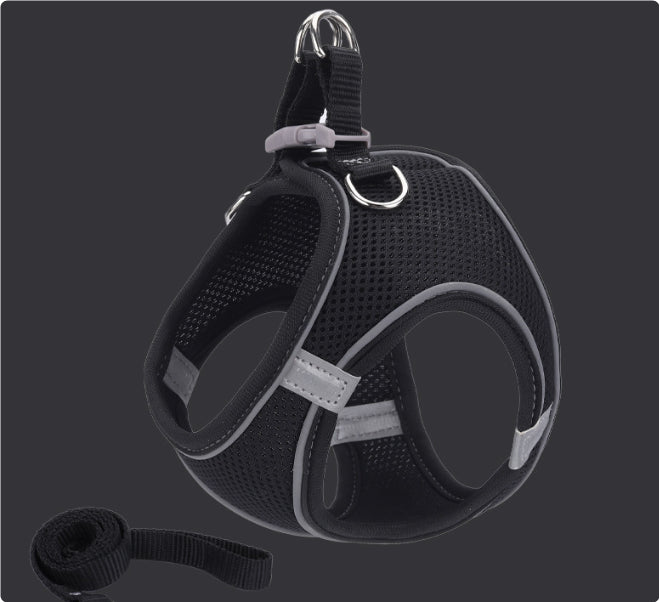 HKM-1693245 Adjustable Cat Vest with Pulling Leash - Yellow, Green, Pink - Polyester Material in Multiple Sizes