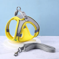 HKM-1693245 Adjustable Cat Vest with Pulling Leash - Yellow, Green, Pink - Polyester Material in Multiple Sizes