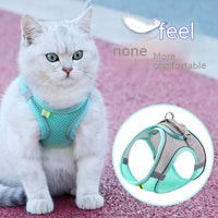 HKM-1693245 Adjustable Cat Vest with Pulling Leash - Yellow, Green, Pink - Polyester Material in Multiple Sizes