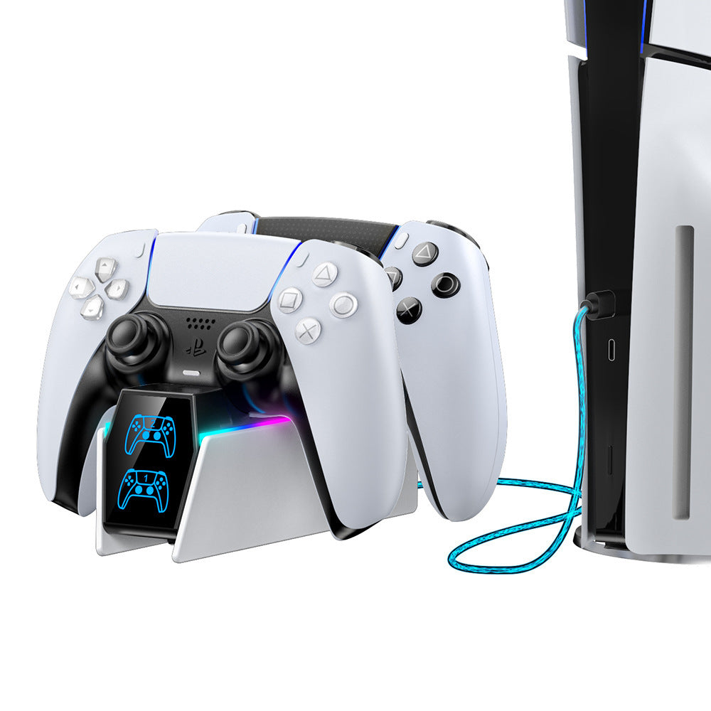 HKM-169427 Wireless Charger for PS5 Controller with RGB LED Indicator - White
