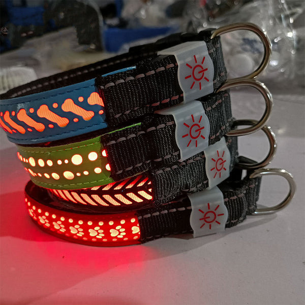 HKM-1695421 Luminous Skull Patterned Nylon Collar for All Seasons - Adjustable & Versatile