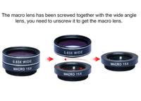 HKM-169619 5-in-1 Mobile Phone Lens Set with Fisheye, Wide Angle, Macro, Teleconverter, and Polarization Options