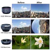 HKM-169619 5-in-1 Mobile Phone Lens Set with Fisheye, Wide Angle, Macro, Teleconverter, and Polarization Options