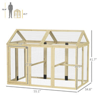 HKM-1697085 Spacious Wooden Chicken Coop with Run and Perches, 4.6' x 2.8', Nature Wood