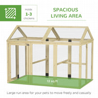 HKM-1697085 Spacious Wooden Chicken Coop with Run and Perches, 4.6' x 2.8', Nature Wood
