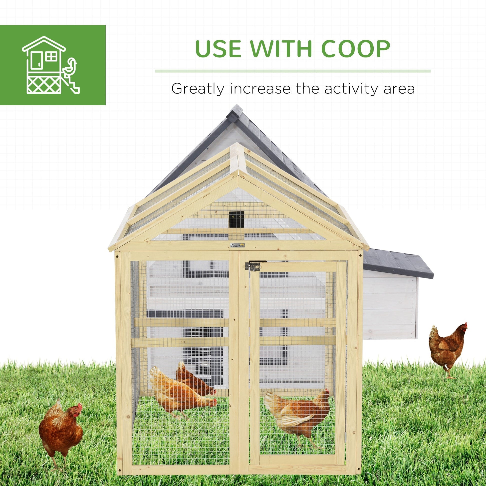 HKM-1697085 Spacious Wooden Chicken Coop with Run and Perches, 4.6' x 2.8', Nature Wood