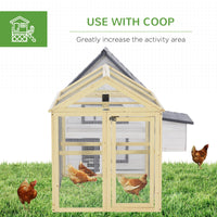 HKM-1697085 Spacious Wooden Chicken Coop with Run and Perches, 4.6' x 2.8', Nature Wood