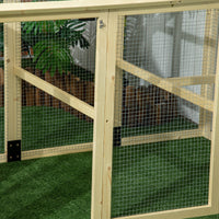 HKM-1697085 Spacious Wooden Chicken Coop with Run and Perches, 4.6' x 2.8', Nature Wood