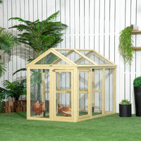 HKM-1697085 Spacious Wooden Chicken Coop with Run and Perches, 4.6' x 2.8', Nature Wood