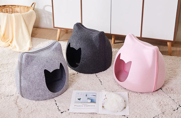 HKM-1697469 Cozy Felt Cat Bed for Deep Sleep in Multiple Colors