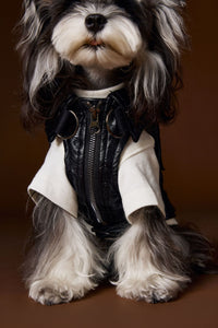 HKM-1697981 Sleeveless Leather Jacket for Pets - Stylish Cargo Pocket Vest in Various Sizes