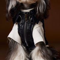 HKM-1697981 Sleeveless Leather Jacket for Pets - Stylish Cargo Pocket Vest in Various Sizes