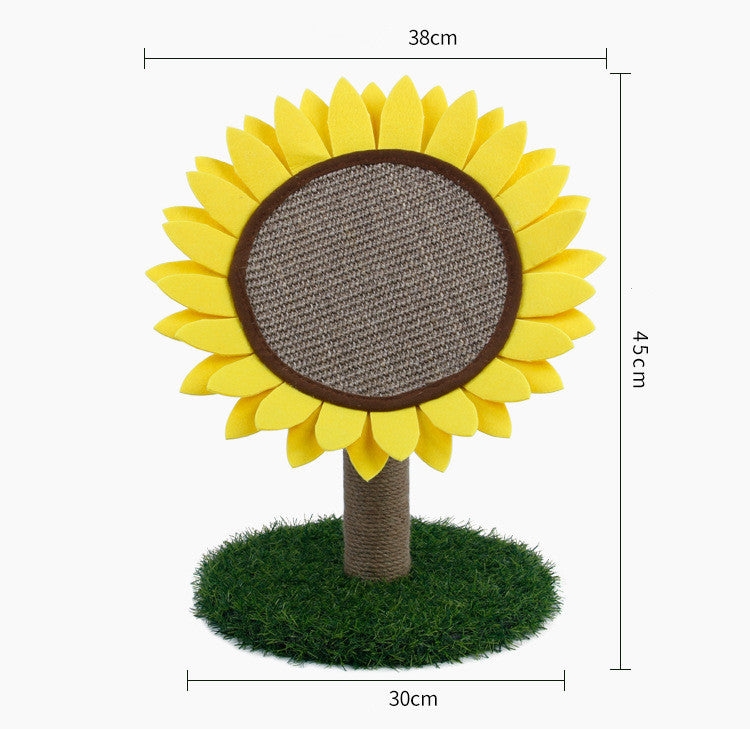 HKM-1699389 Sisal Sunflower Cat Scratcher with Grinding Plate and Plush Base