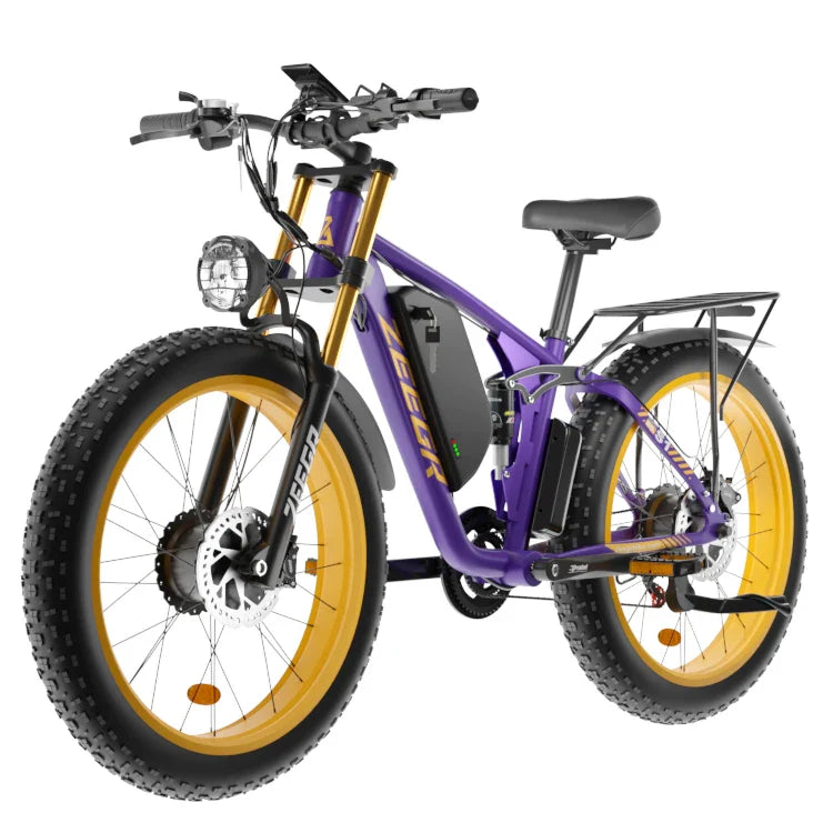 HKM-169939 48V 2000W Electric Fat Tire Bike with Full Suspension and 7-Speed Gears, Hydraulic Disc Brakes, and LED Lights