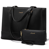 HKM-169939 Women's 15.6 Inch PU Leather Laptop Tote Bag – Versatile Briefcase for Office and Casual Use