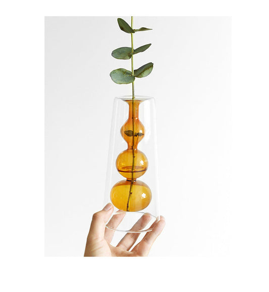HKM-170323 Retro Gourd Hydroponic Glass Vase for Nordic Home Decor