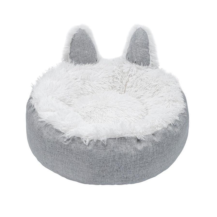 HKM-170387 Cozy Cat Ear Plush Bed with Non-Slip Bottom for Indoor Cats