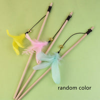 HKM-1703997 Wooden Cat Teaser Stick with Feather Ball and Star Toys