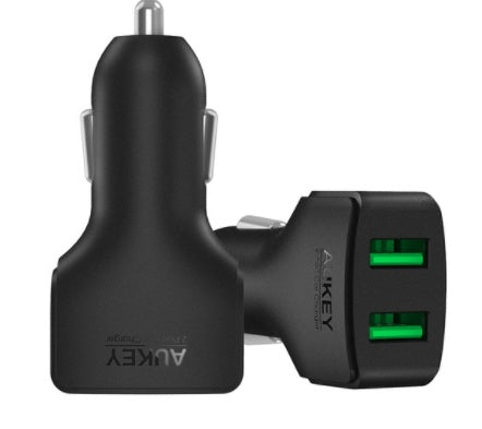 HKM-170451 Compact Dual USB Car Charger with Adaptive Charging Technology, 24W Total Output for Mobile Devices