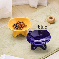 HKM-1705149 Ceramic Pet Bowl for Cats and Dogs - Durable Porcelain in Blue, White, and Beige, 100g Capacity