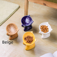 HKM-1705149 Ceramic Pet Bowl for Cats and Dogs - Durable Porcelain in Blue, White, and Beige, 100g Capacity