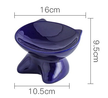 HKM-1705149 Ceramic Pet Bowl for Cats and Dogs - Durable Porcelain in Blue, White, and Beige, 100g Capacity