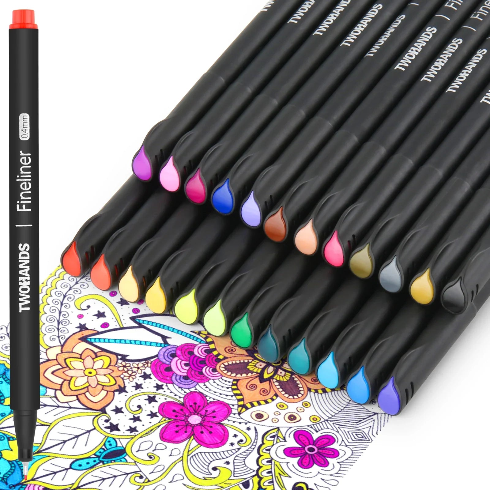 HKM-170515 Ultra Fine Tip 0.4mm Fineliner Pens Set in 24 Vibrant Colours for Drawing and Office Use