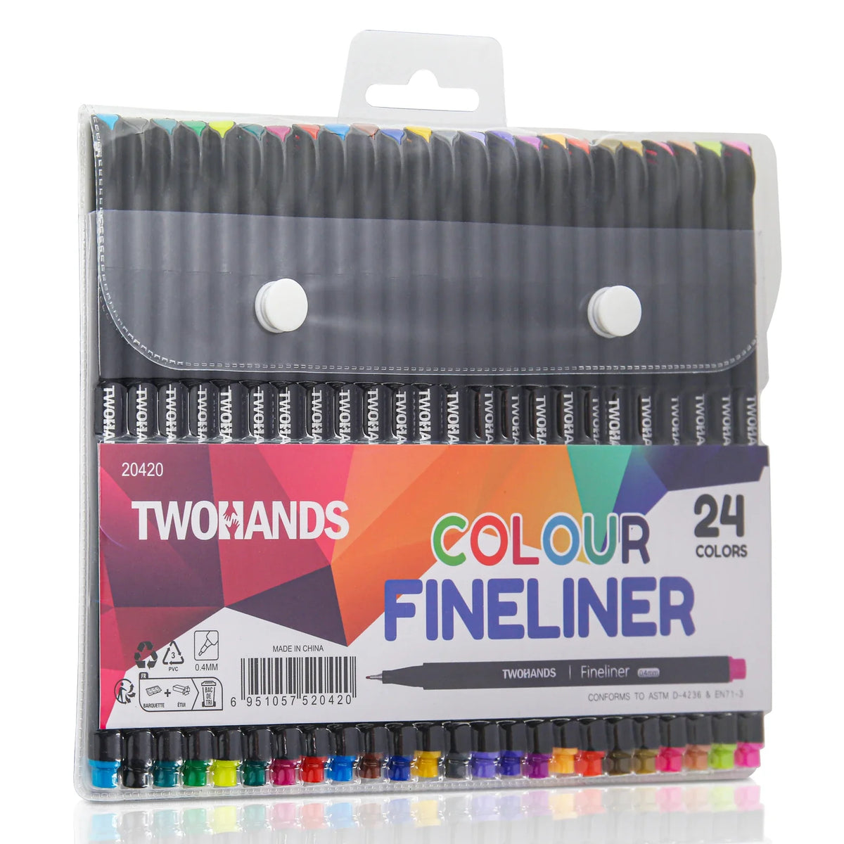 HKM-170515 Ultra Fine Tip 0.4mm Fineliner Pens Set in 24 Vibrant Colours for Drawing and Office Use