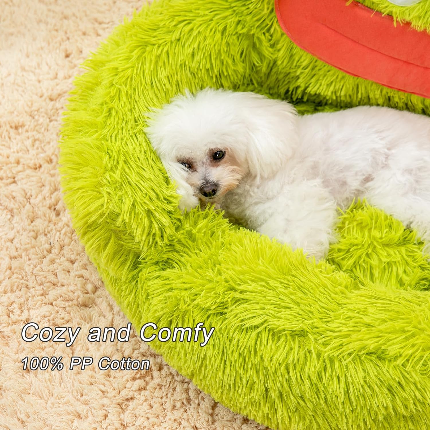 HKM-1706429 Cozy Plush Indoor Donut Bed for Small Dogs and Cats, Anti-Anxiety Design, Soft & Comfortable