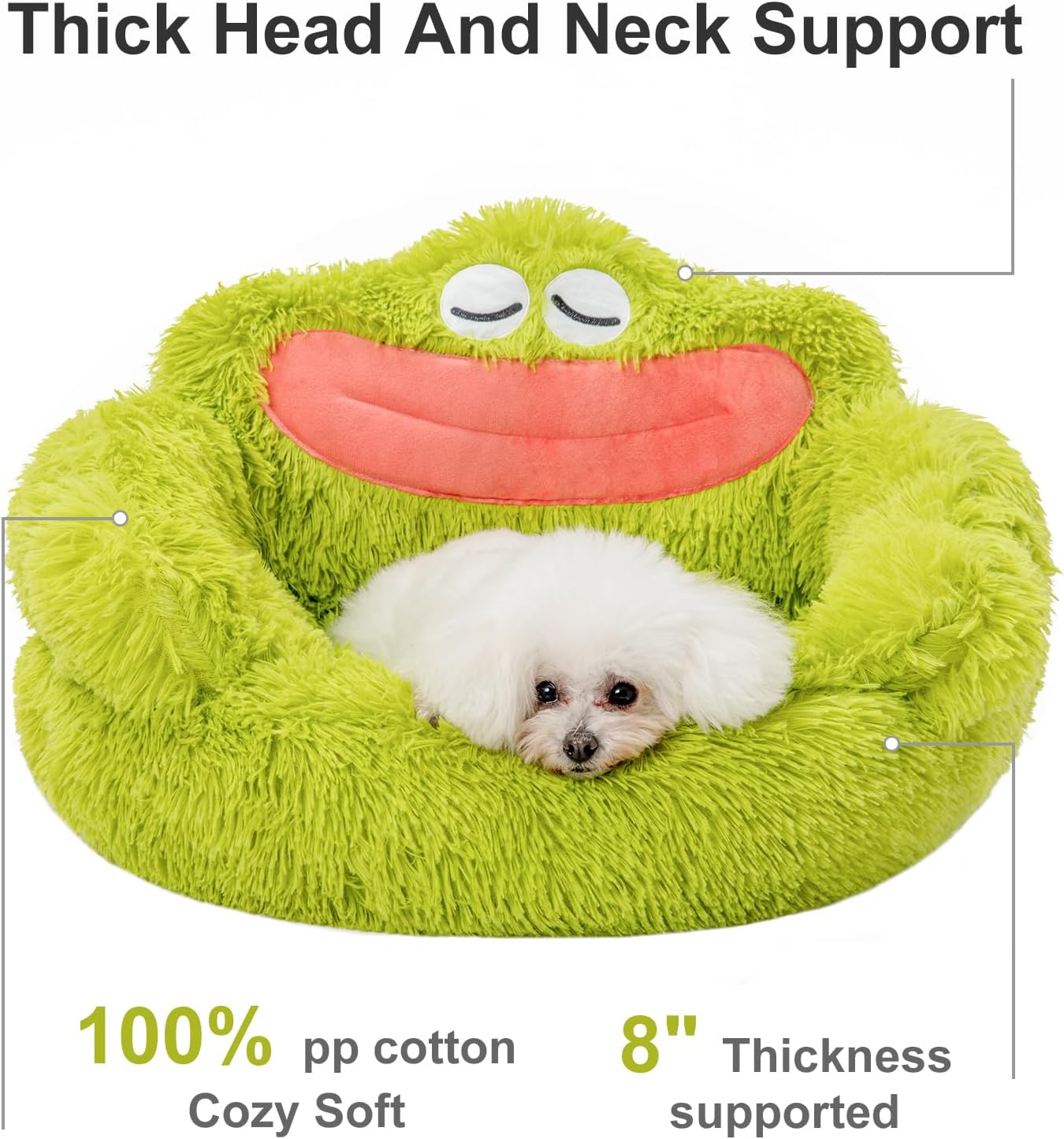 HKM-1706429 Cozy Plush Indoor Donut Bed for Small Dogs and Cats, Anti-Anxiety Design, Soft & Comfortable
