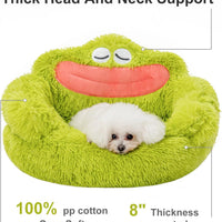 HKM-1706429 Cozy Plush Indoor Donut Bed for Small Dogs and Cats, Anti-Anxiety Design, Soft & Comfortable