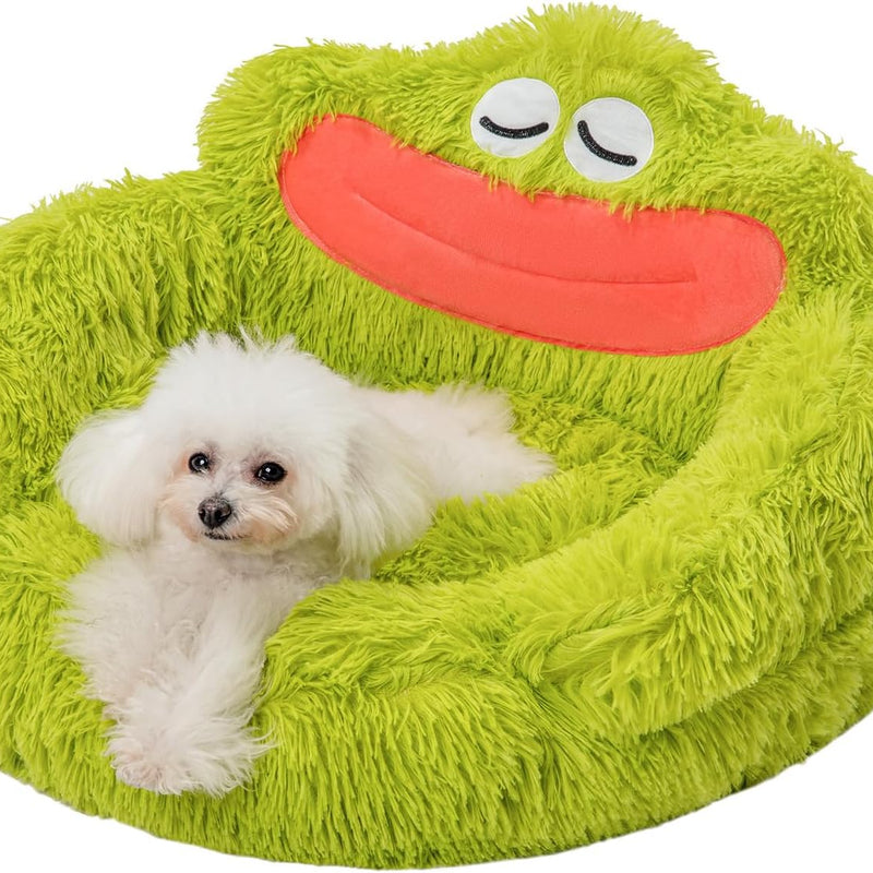 HKM-1706429 Cozy Plush Indoor Donut Bed for Small Dogs and Cats, Anti-Anxiety Design, Soft & Comfortable