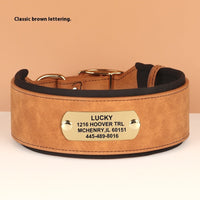 HKM-1706941 Widened Microfiber Leather Dog Collar with Anti-Lock Lettering for Medium and Large Dogs